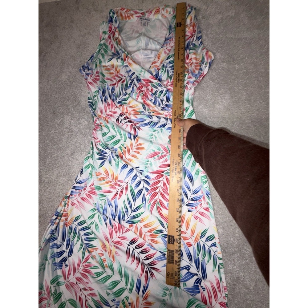 tommy bahama holi frondi midi dress faux wrap ruched L Colorful Palm Tropical - Picture 8 of 12